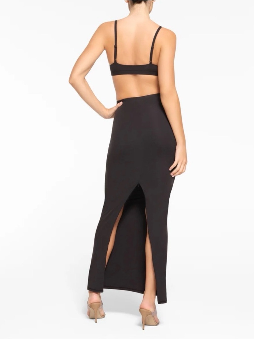 SKIMS Black Maxi Skirt - Sleek Straight Silhouette - Picture 4 of 8